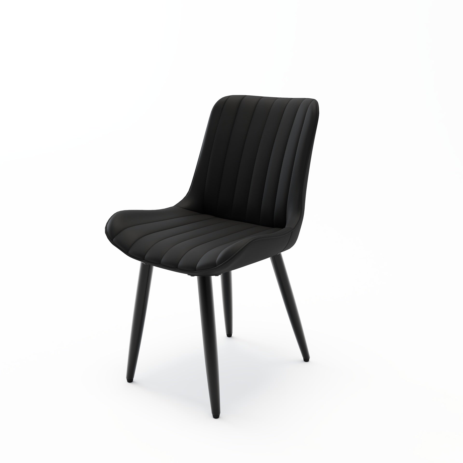 Set of 4 Modern PU Leather Dining Chairs with Thick Cushions & Metal Legs, Armless Faux Leather Side Chairs for Kitchen, Dining Room