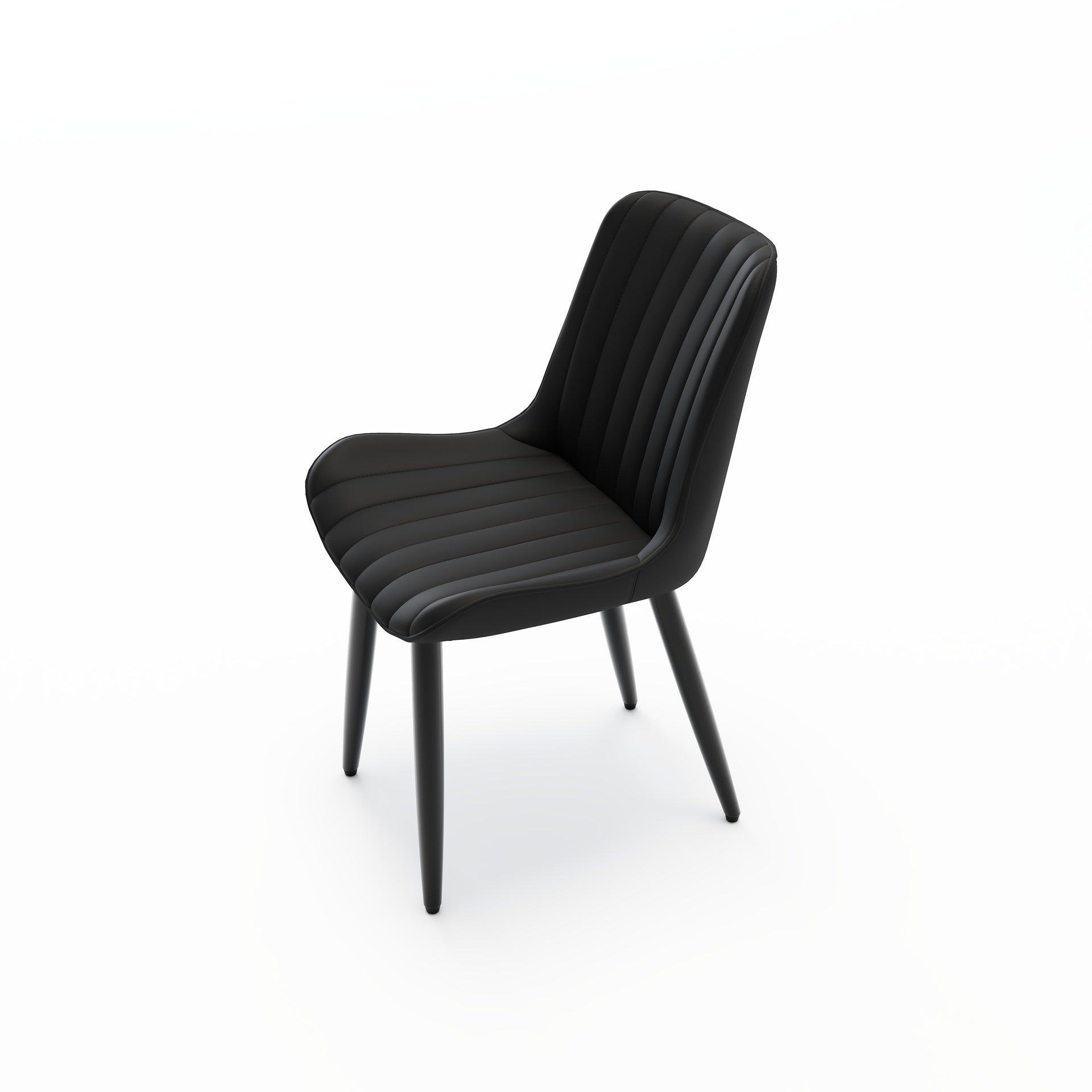 Set of 4 Modern PU Leather Dining Chairs with Thick Cushions & Metal Legs, Armless Faux Leather Side Chairs for Kitchen, Dining Room
