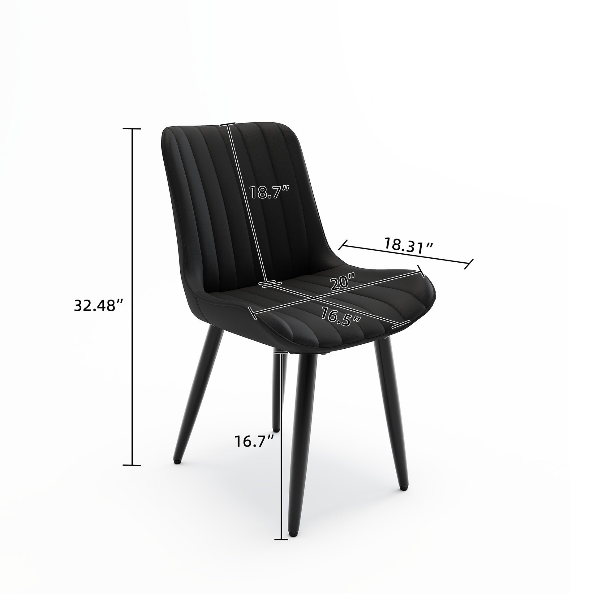 Set of 4 Modern PU Leather Dining Chairs with Thick Cushions & Metal Legs, Armless Faux Leather Side Chairs for Kitchen, Dining Room