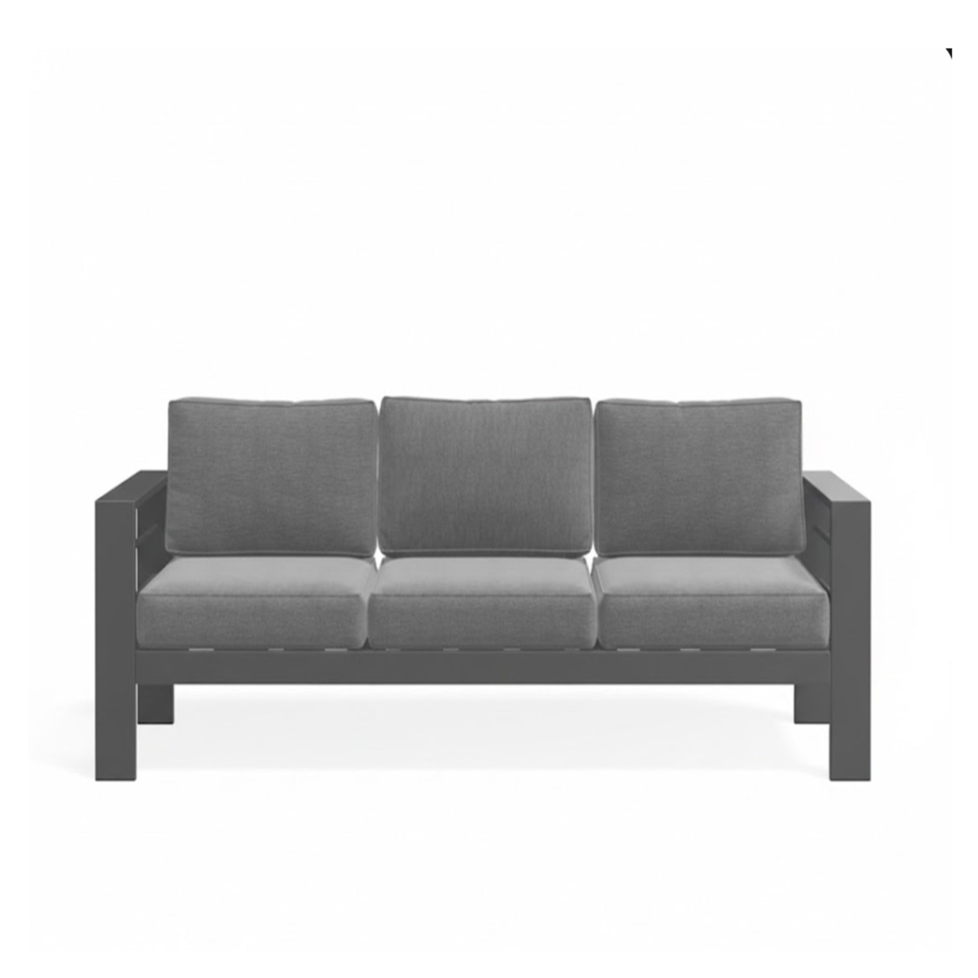 75" All-Weather Metal 3-Seat Patio Sofa Couch with Thick Gray Cushions & Gray Frame