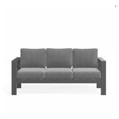 75" All-Weather Metal 3-Seat Patio Sofa Couch with Thick Gray Cushions & Gray Frame
