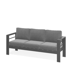 75" All-Weather Metal 3-Seat Patio Sofa Couch with Thick Gray Cushions & Gray Frame