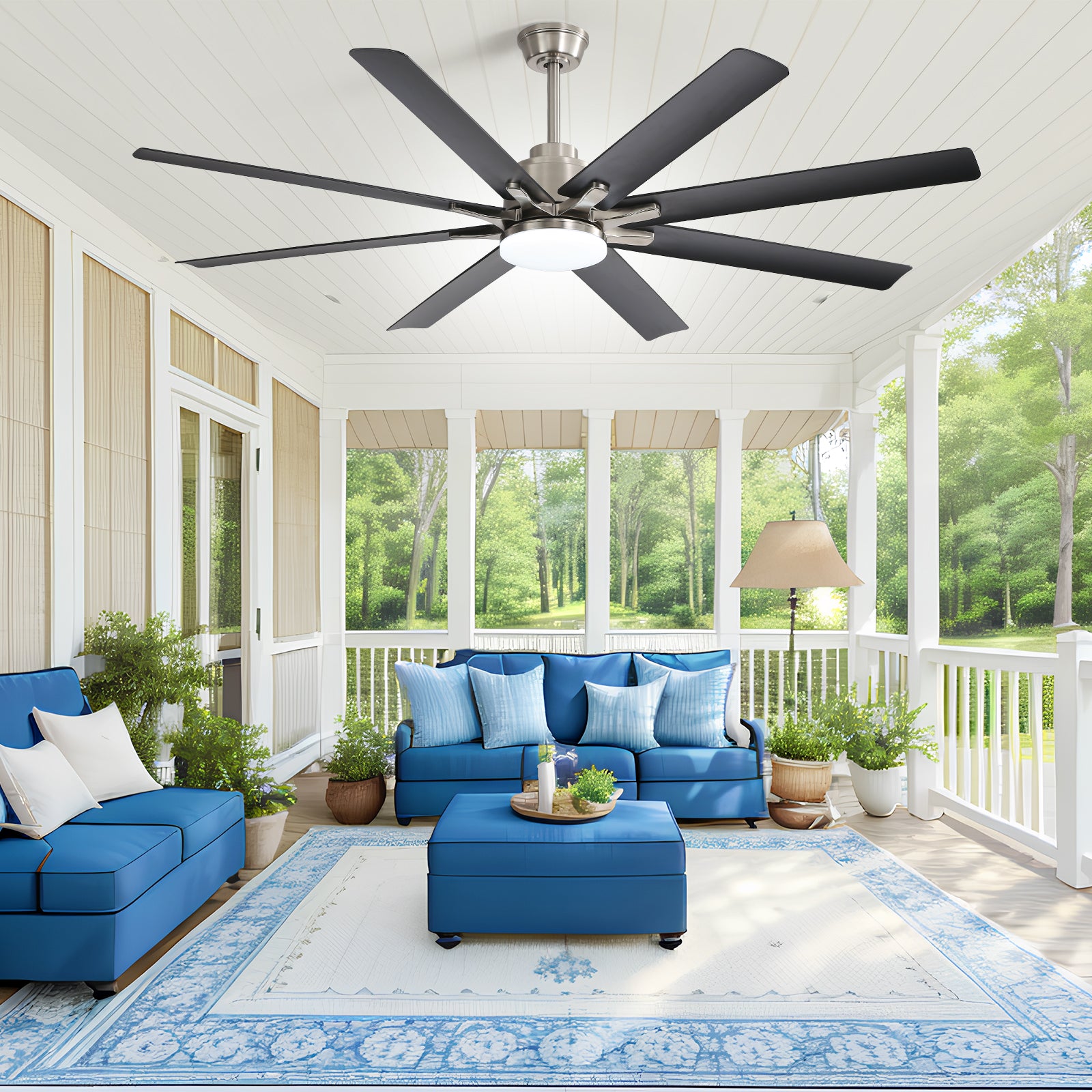 66 Inch Low Profile ABS Ceiling Fan with Dimmable Lights and Smart Remote Control 6 Speed Reversible Noiseless DC Motor for Indoor