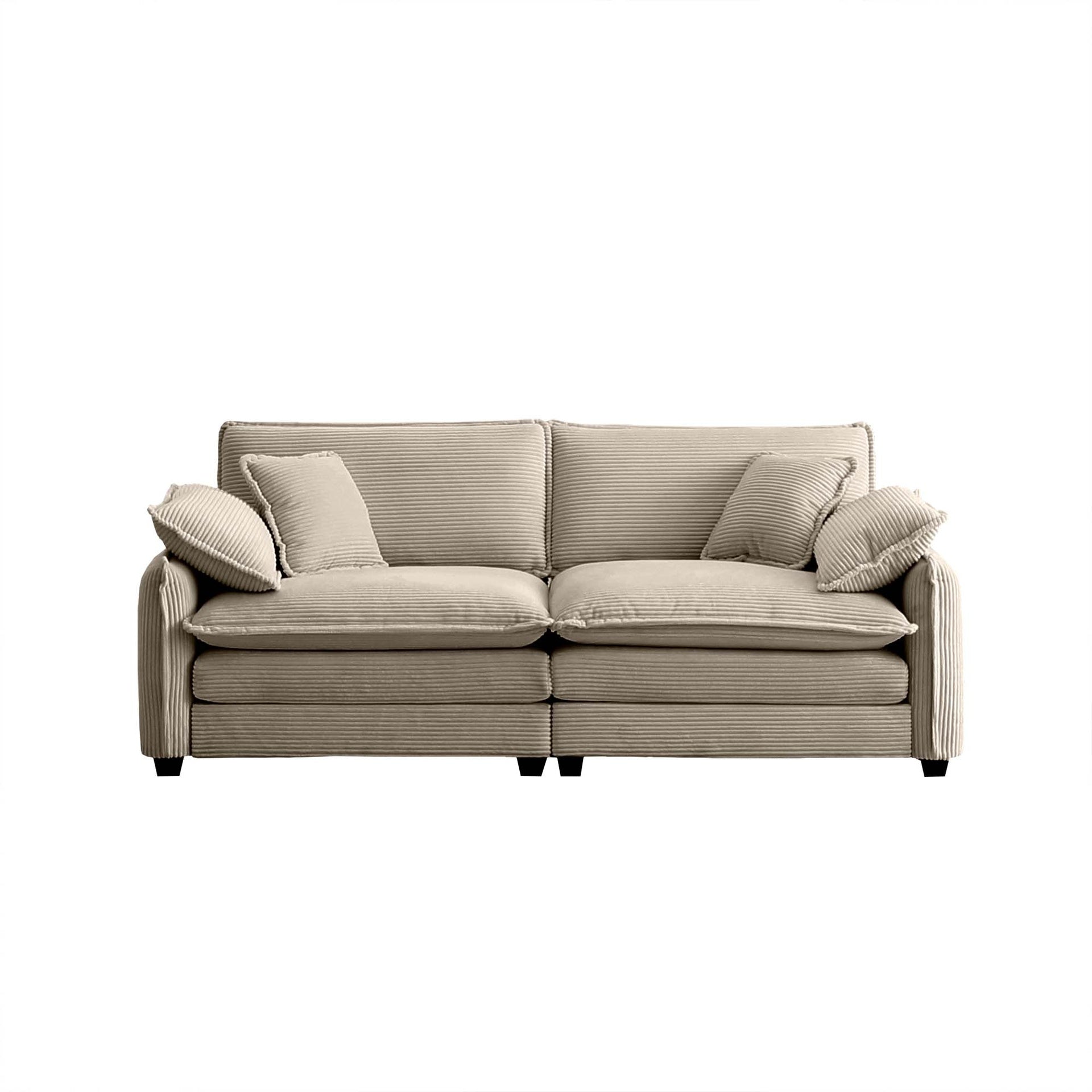 Warm and Cozy Living Room Sofa with 4 Pillows Upholstered Large Deep Seat 2 Seater Sofa for Living Room,Tan Corduroy
