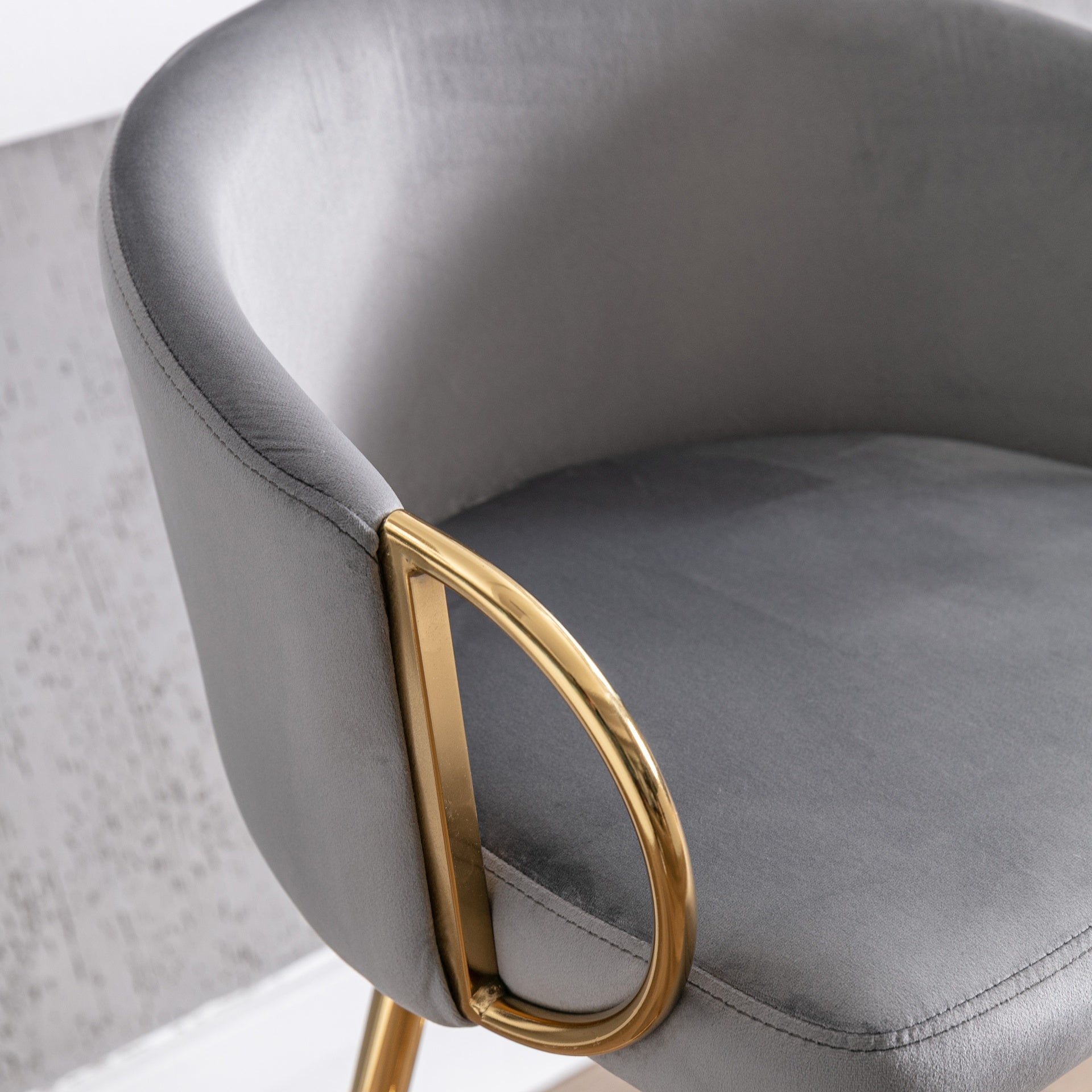 30 Inch Set of 2 Bar Stools,with Chrome Footrest and Base Velvet + Golden Leg Simple Bar Stool,GRAY