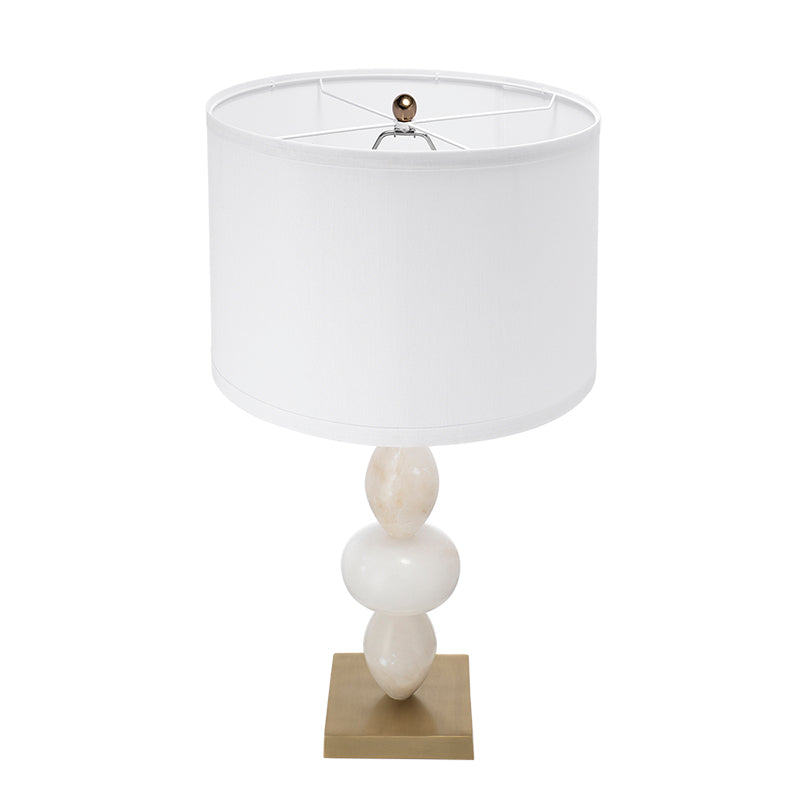 D14x26.3" White and Gold Three Tiered Round Table Lamp with Drum Shade(Lamp Shade Assembly Required)