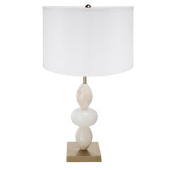 D14x26.3" White and Gold Three Tiered Round Table Lamp with Drum Shade(Lamp Shade Assembly Required)
