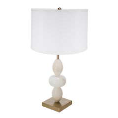 D14x26.3" White and Gold Three Tiered Round Table Lamp with Drum Shade(Lamp Shade Assembly Required)
