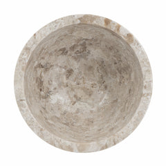 D6x6" Round Marble Pedestal Bowl, Cream