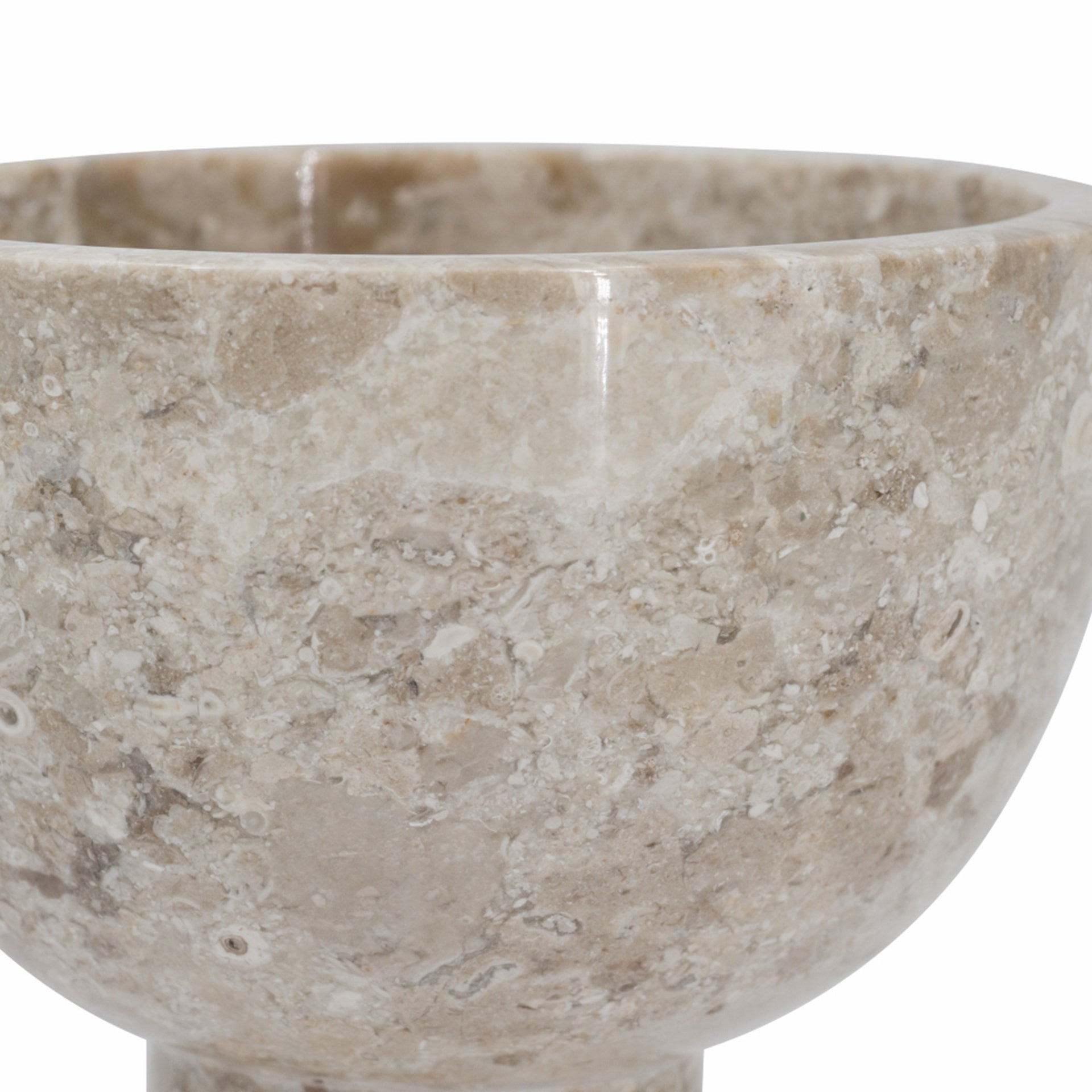 D6x6" Round Marble Pedestal Bowl, Cream