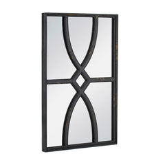 16" x 23" Rectangular  Wooden Wall Mirror with Antique Black Frame, Vertical or Horizontal Home Decor for Living Room, Set of 2