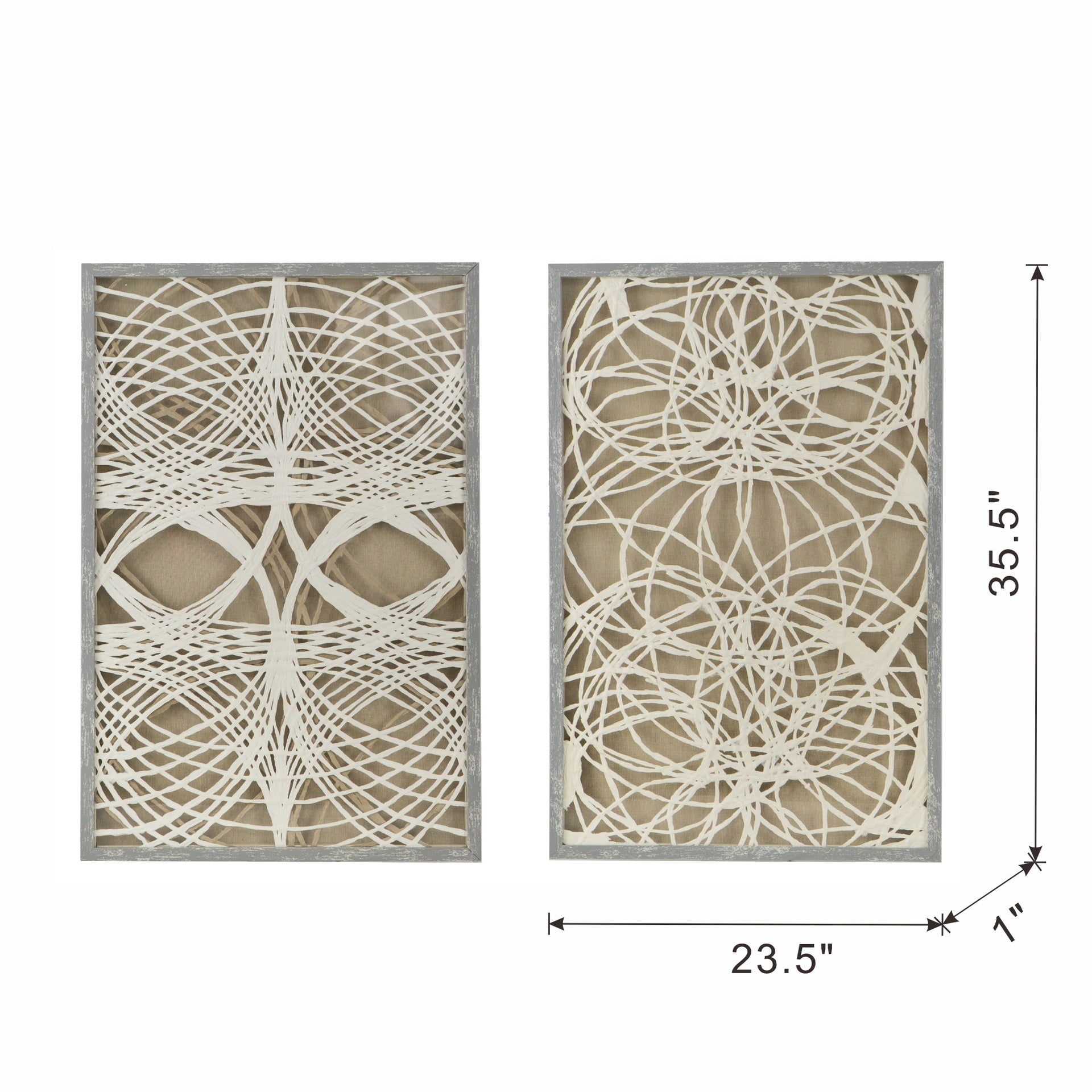 S/2 Leaf Shadow Box Wall Décor, 23.5x1x35.5"