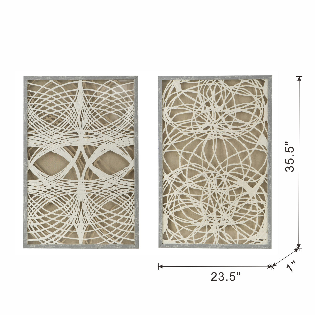 S/2 Leaf Shadow Box Wall Décor, 23.5x1x35.5"