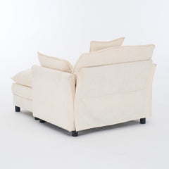39.4" Modern Accent Chair with Ottoman, Living Room Club Chair Chenille Upholstered Armchair , Reading Chair for Bedroom, Beige Chenille