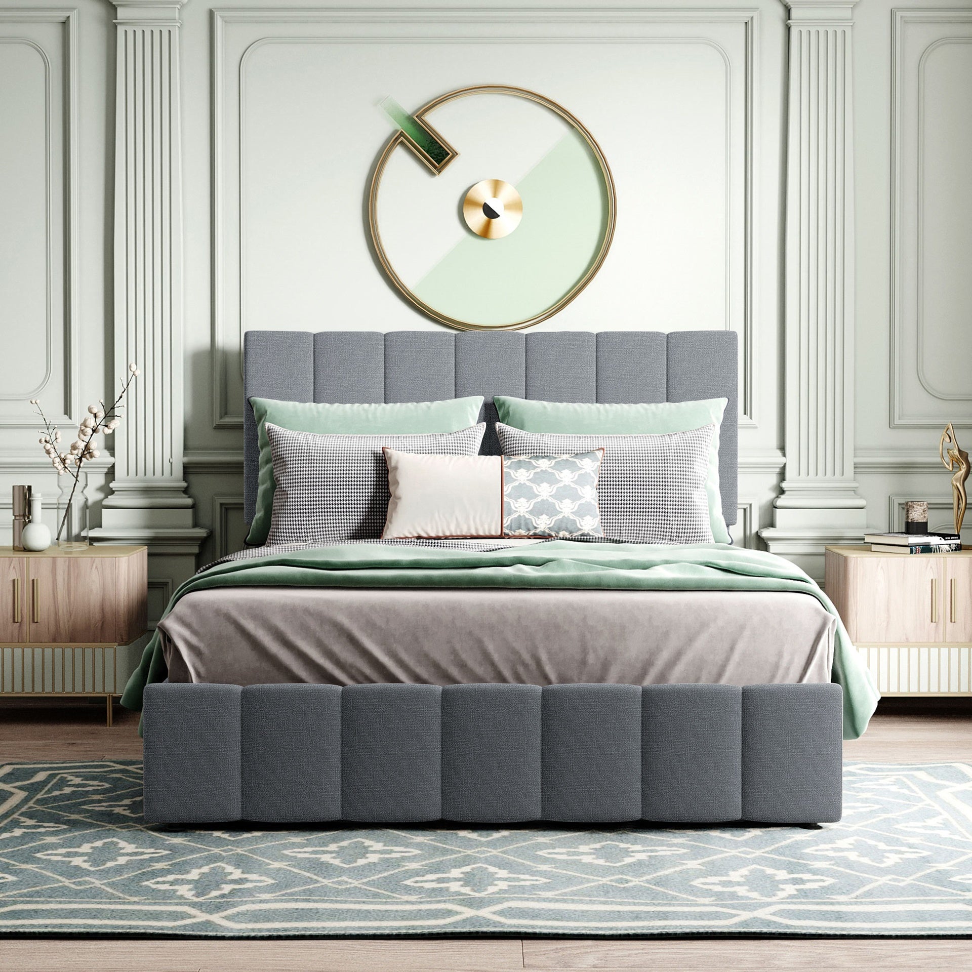 Full size Upholstered Platform bed with a Hydraulic Storage System - Gray(OLD SKU: LP000111AAE)
