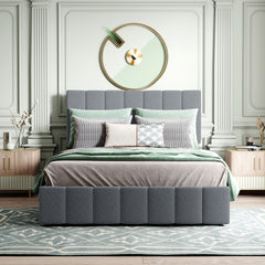Full size Upholstered Platform bed with a Hydraulic Storage System - Gray(OLD SKU: LP000111AAE)