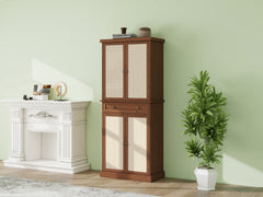 4 Door Cabinet with 1 Drawer, with 4 Adjustable Inner Shelves, Storage Cabinet