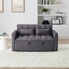54.33 inch versatile foldable sofa bed in 3 lengths, modern sofa sofa sofa velvet pull-out bed, adjustable back (GRAY)