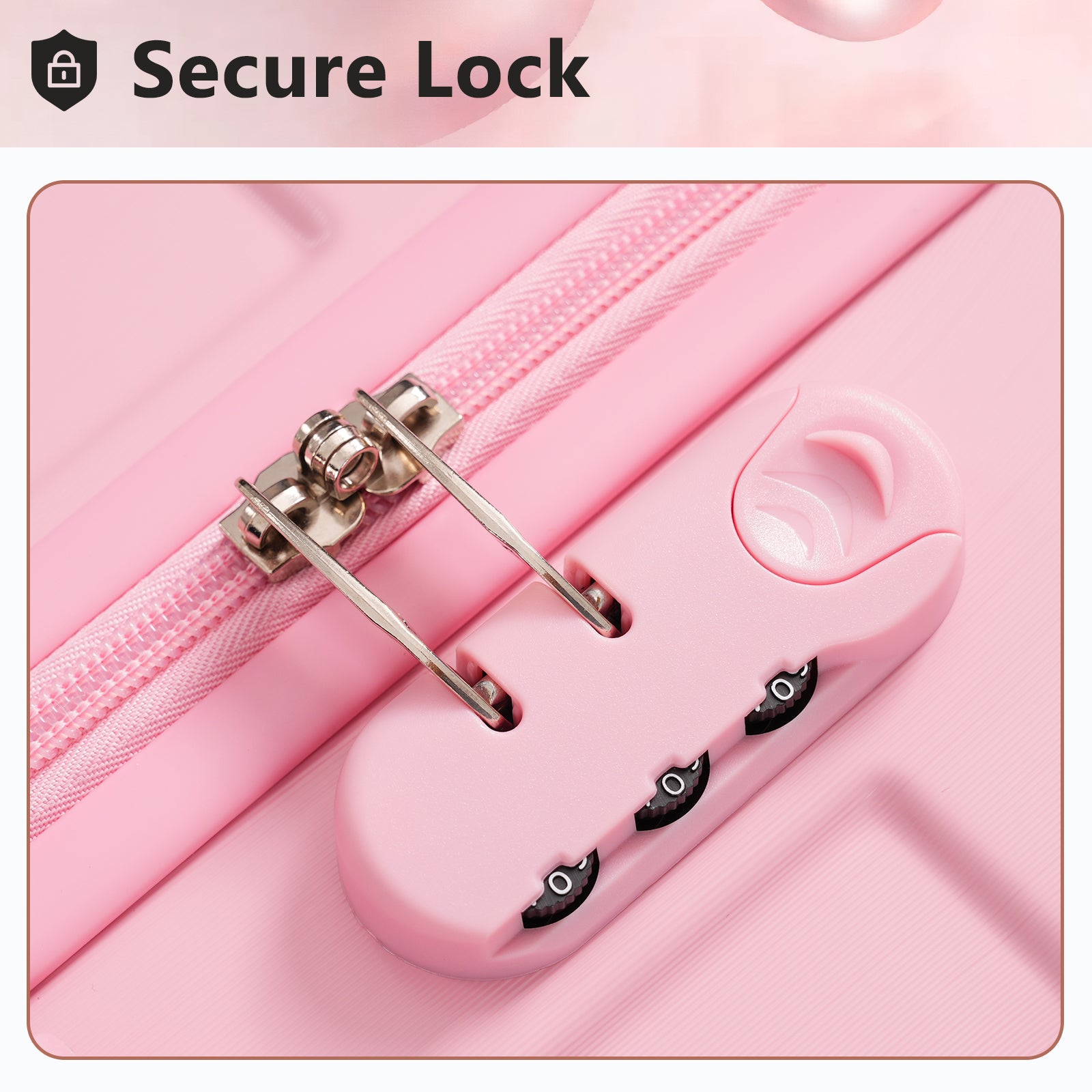 Luggage Sets 3 Piece, Hard shell ABS Lightweight Durable Suitcases with Double Spinner Wheels 20/24/28 Inch (Pink)