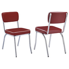 Red and Chrome Upholstered Side Chairs (Set of 2)