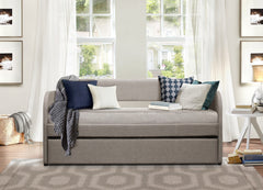 Modern Design Daybed Gray Fabric Upholstery Arch Shaped Back Panel Modern Home Furniture 1pc Pull-out Trundle Bed with Casters