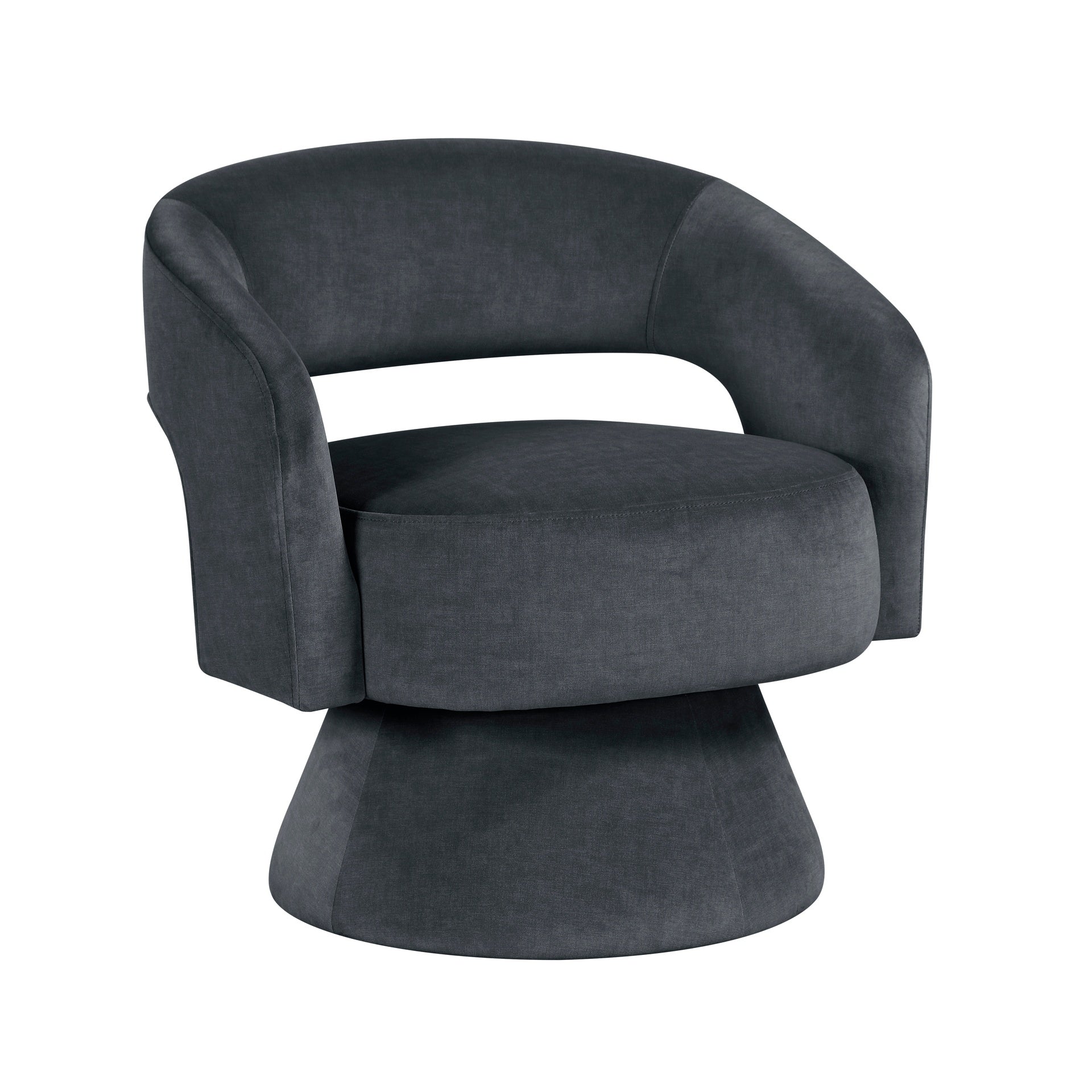 Modern Luxury Swivel Accent Chair 1pc Dark Gray Velvet Upholstery Solid Wood Stylish Home Furniture