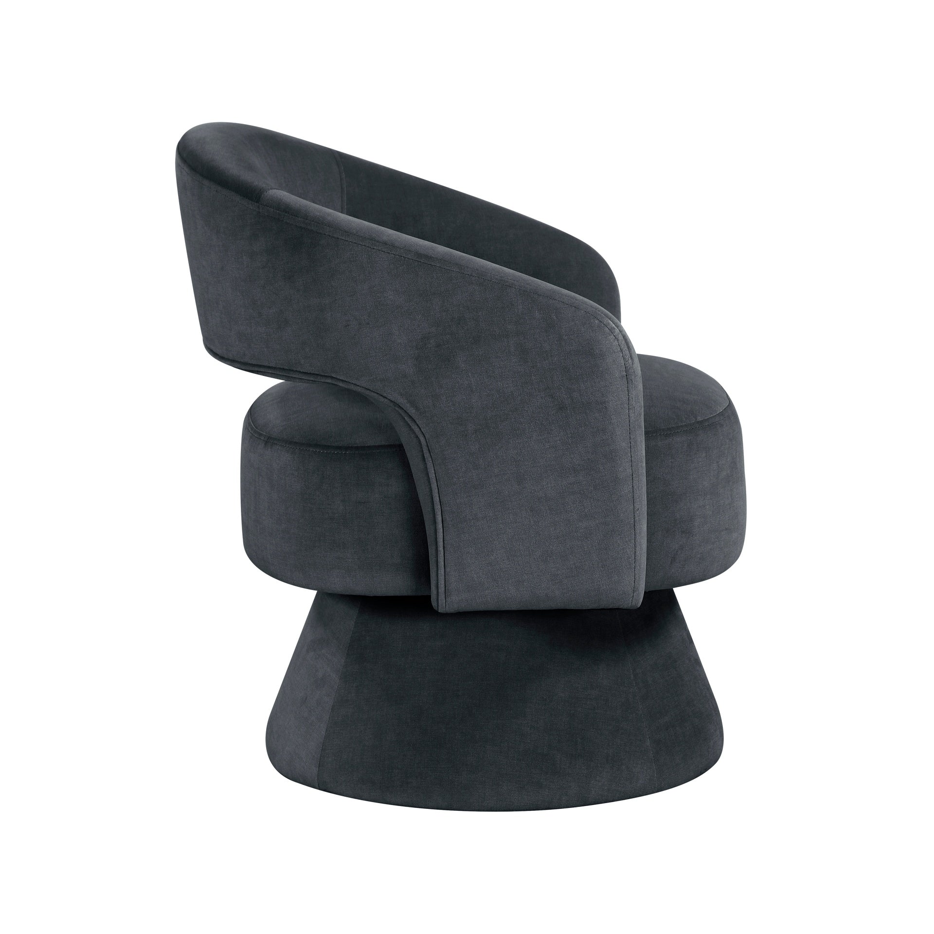 Modern Luxury Swivel Accent Chair 1pc Dark Gray Velvet Upholstery Solid Wood Stylish Home Furniture