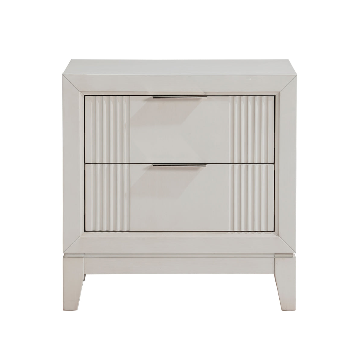 Antique White Finish 1pc Nightstand with 2x Drawers Modern Bedroom Furniture, Reeded Fronts, Bedside Cabinet with Drawers