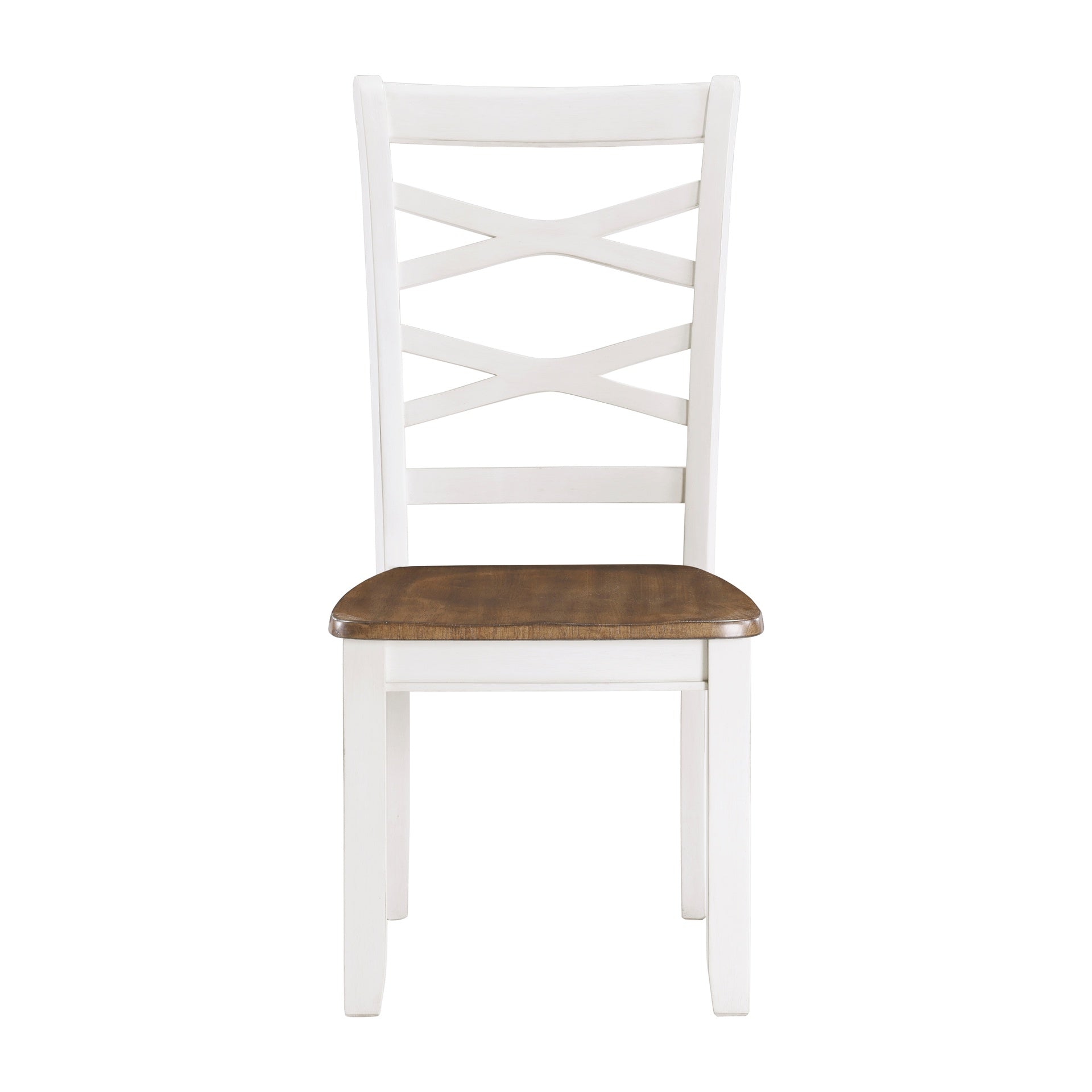 Cherry and White Finish 7pc Dining Set Table and 6 Side Chairs Set Double X-Back Design Wooden Casual Country Style Dining Room Furniture
