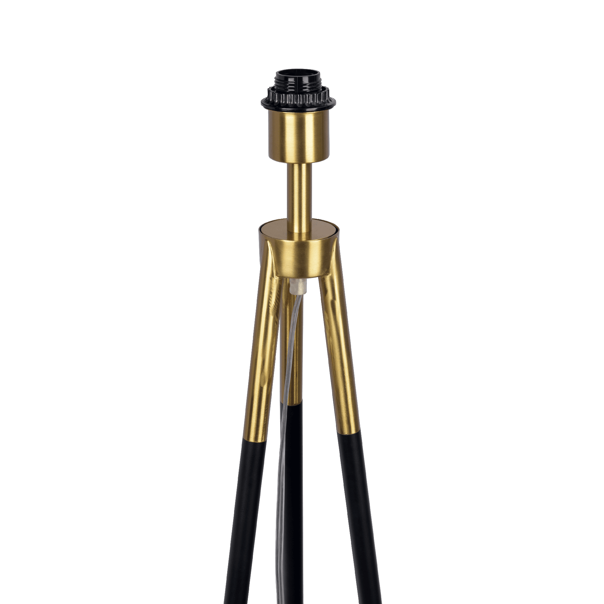 Sway Brassed Gold Floor Lamp with On/Off Switch Triple Legs White Fabric Shade