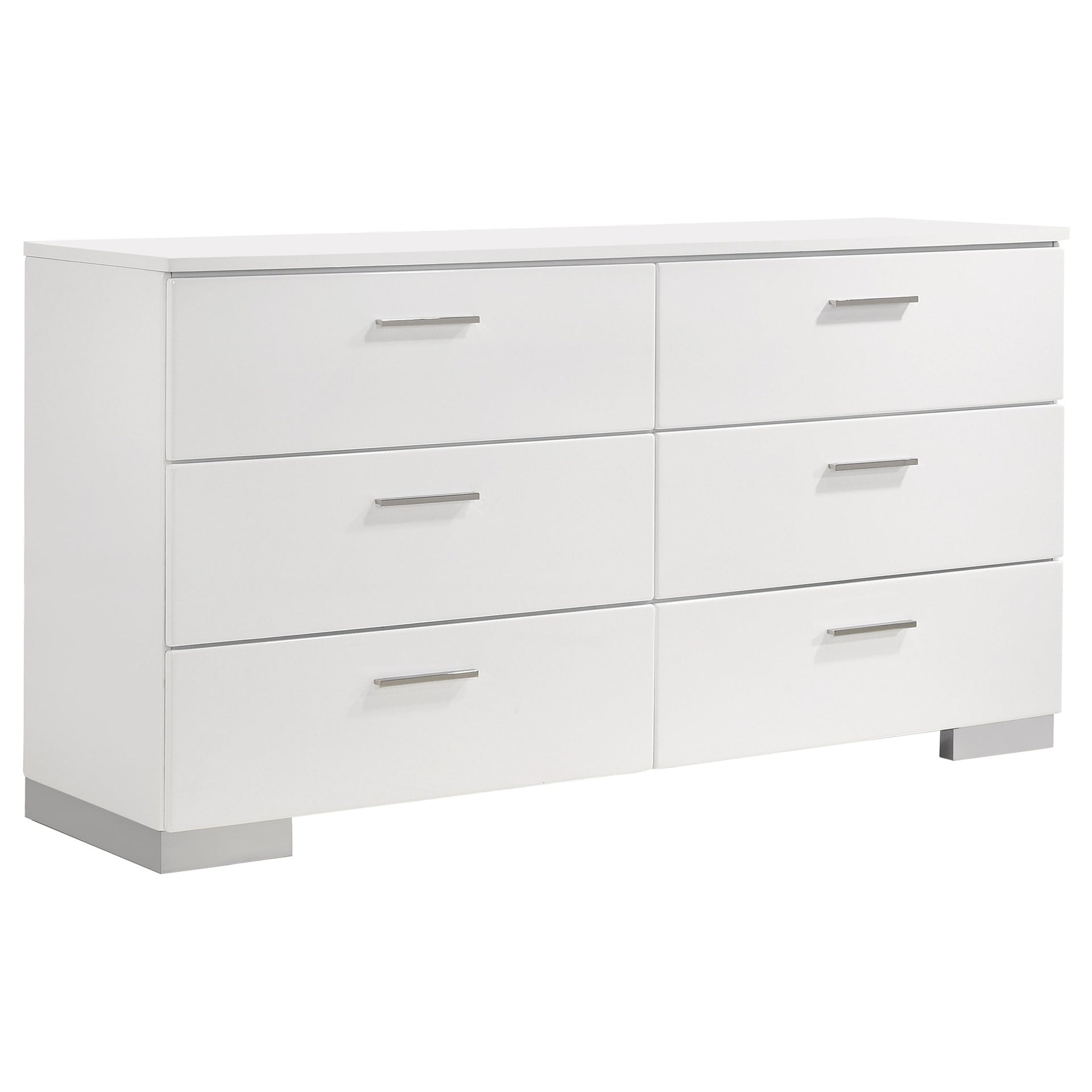 Dulcey White High Gloss 6-drawer Dresser