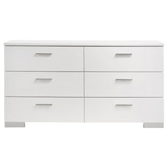 Dulcey White High Gloss 6-drawer Dresser