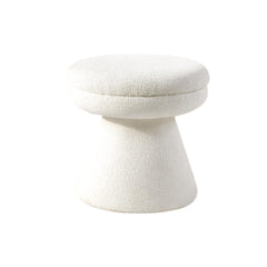 Contemporary Style 1pc Round Top Accent Stool Teddy Fabric Pedestal Base Mushroom Shape Design Beige Finish Primary Living Room