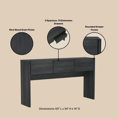 Console Table in Charcoal Gray