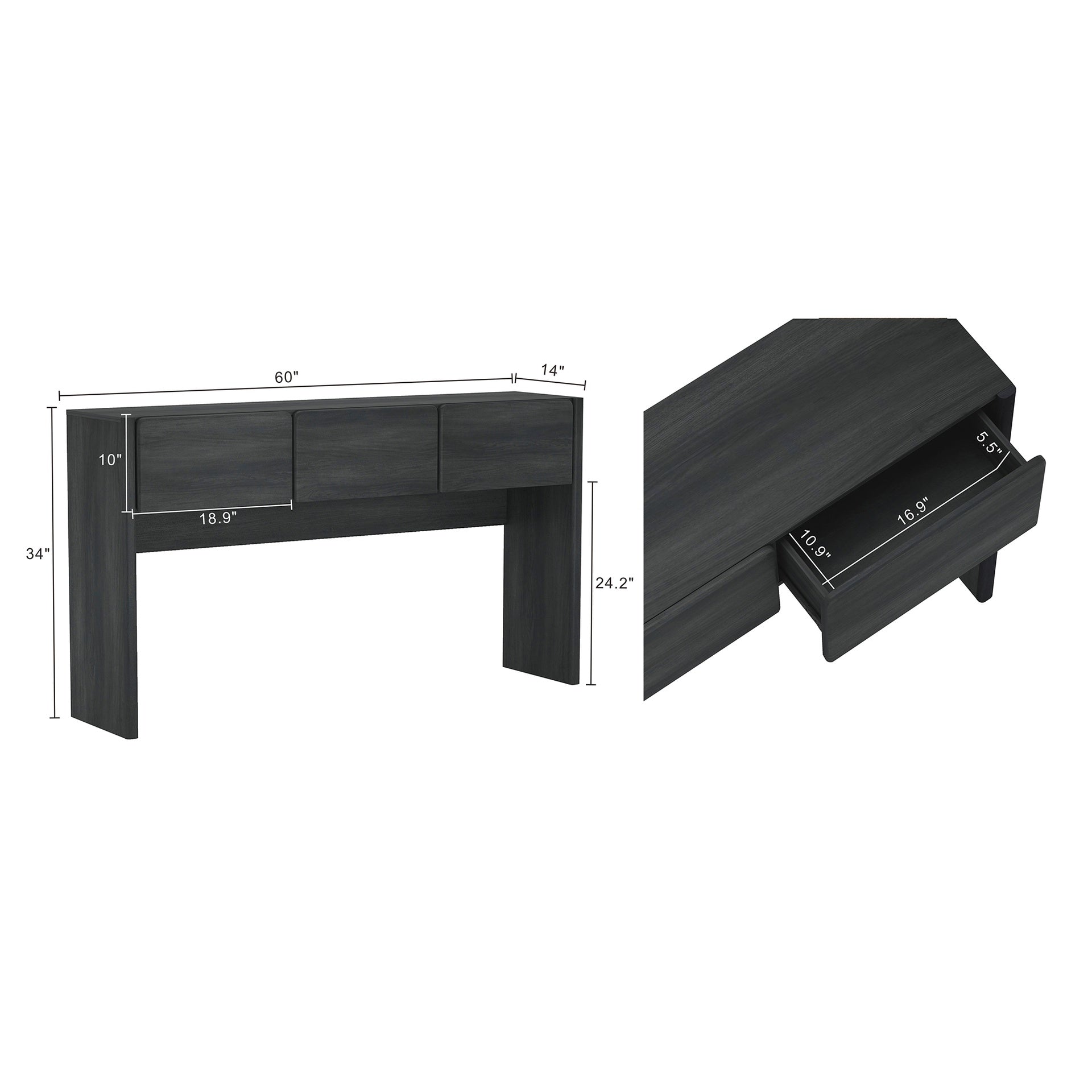 Console Table in Charcoal Gray