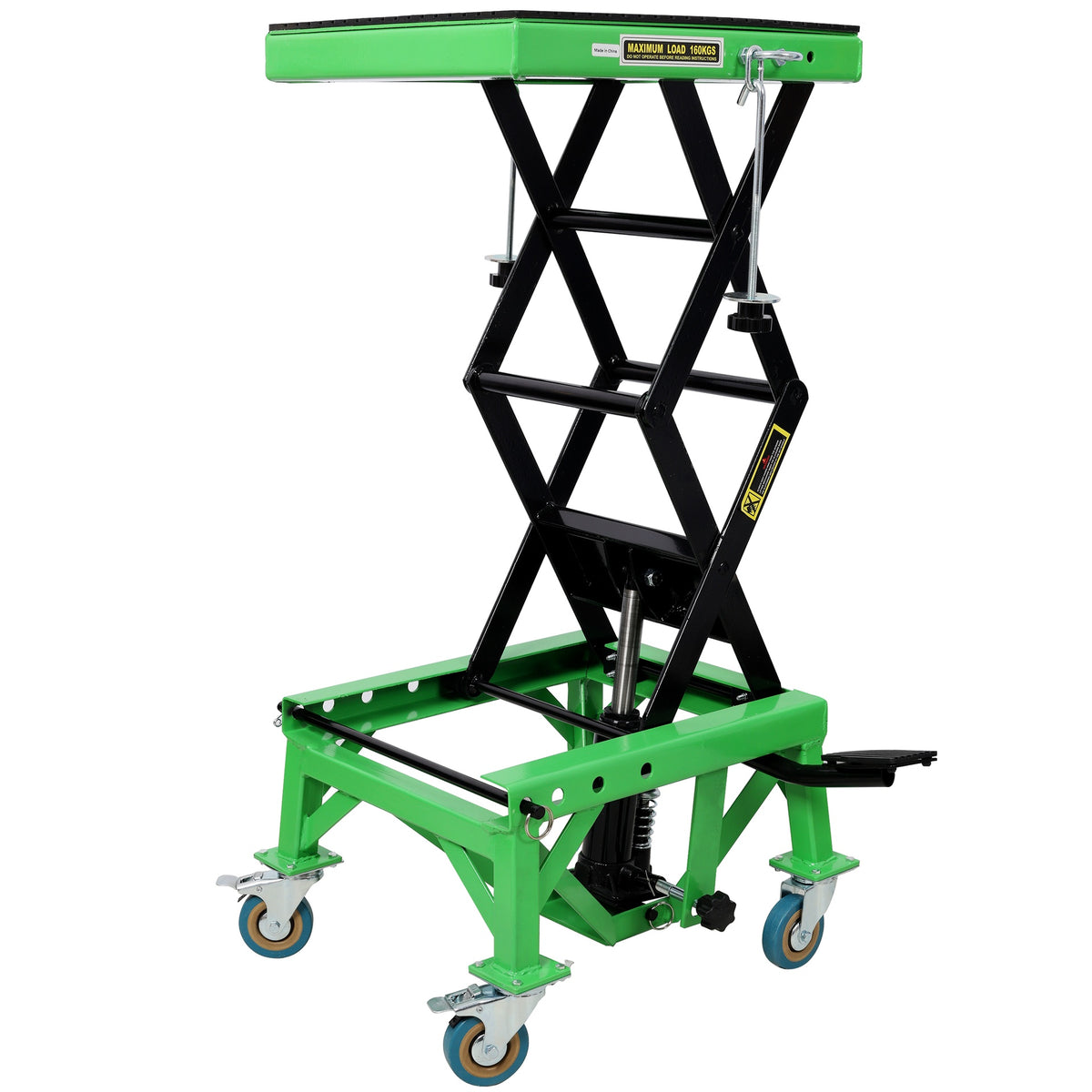350 lbs Hydraulic Motorcycle Scissor Jack Lift Foot Step Wheels for Small Dirt Bikes,ATV Dirt Bike Scissor Stand With 4 Wheels,Green
