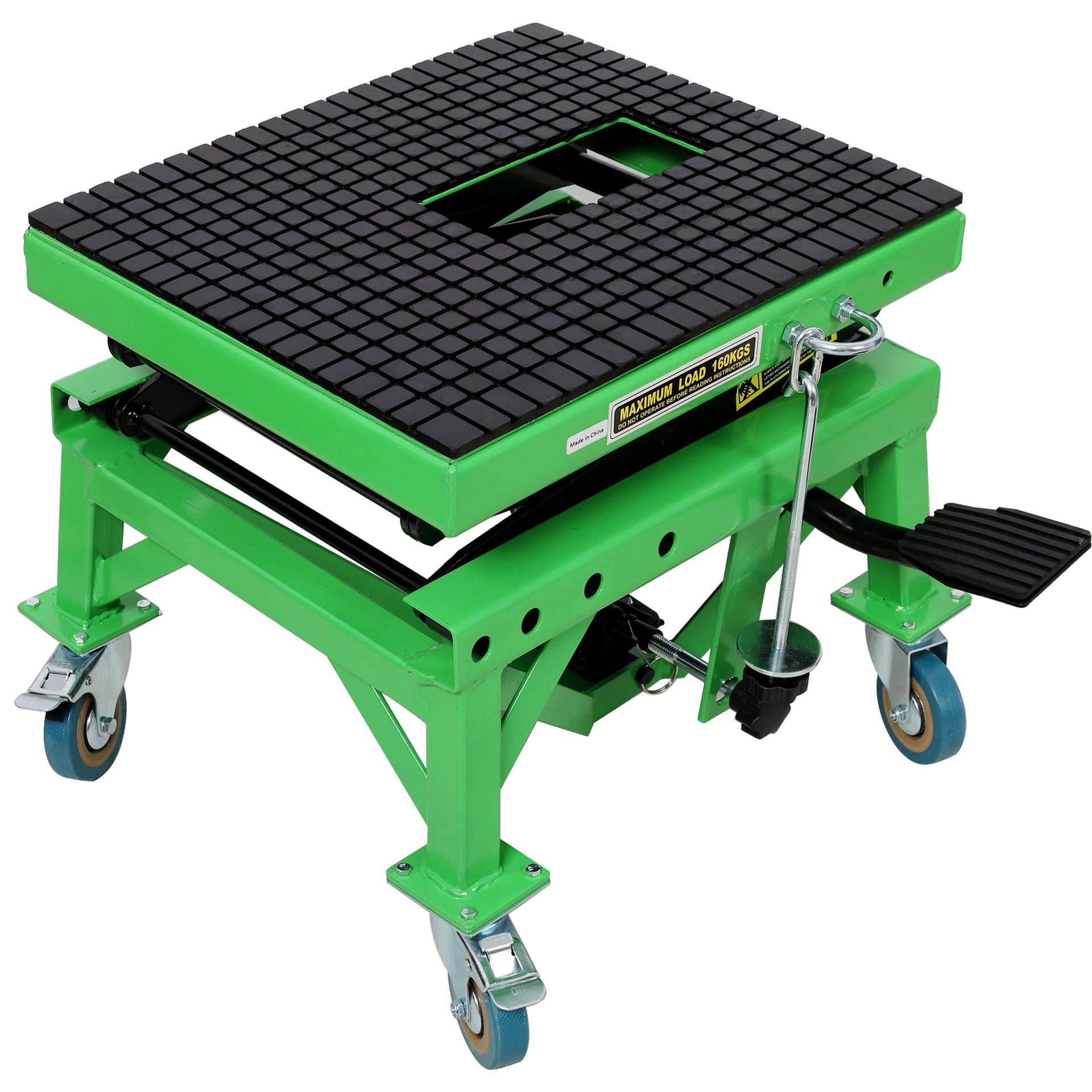 350 lbs Hydraulic Motorcycle Scissor Jack Lift Foot Step Wheels for Small Dirt Bikes,ATV Dirt Bike Scissor Stand With 4 Wheels,Green