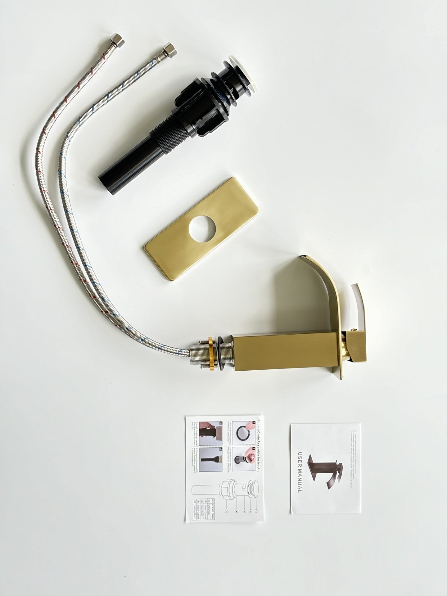 Single Handle Bathroom Faucet Lavatory Faucet Stainless Steel Single Hole-TP, Brushed Gold