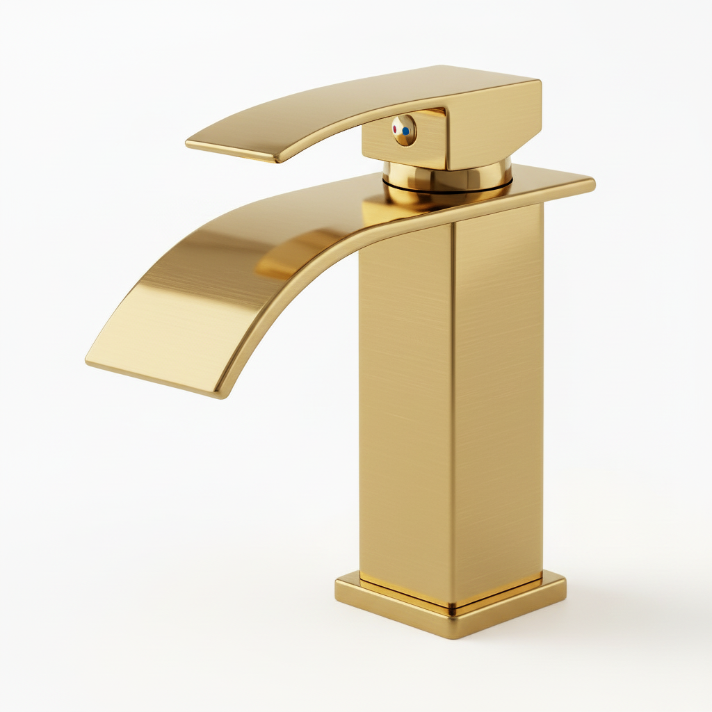 Single Handle Bathroom Faucet Lavatory Faucet Stainless Steel Single Hole-TP, Brushed Gold