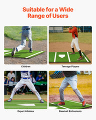Premium Baseball Batting Mat: 10x3.8 ft Indoor/Outdoor Portable Baseball Softball Hitting Mat, Non-slip Rubber Bottom Batting Cage Mat with Home Plate for Batter, Pitcher and Catcher Training