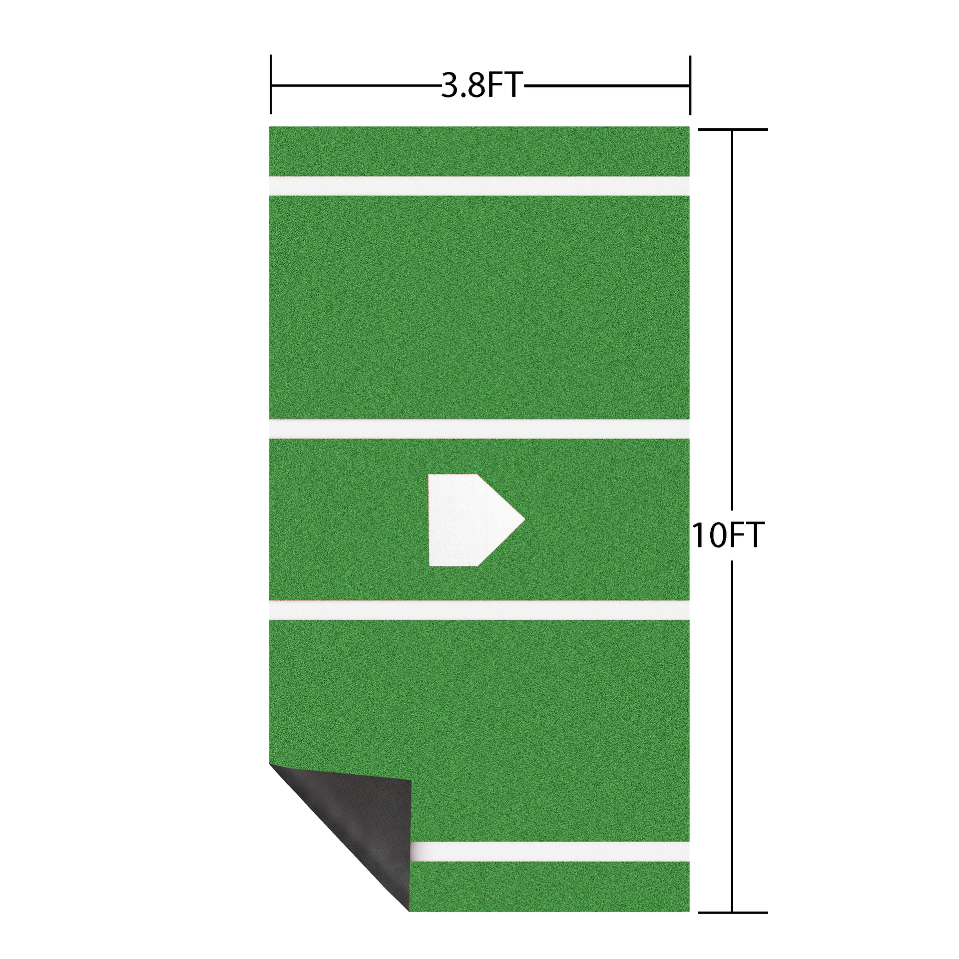 Premium Baseball Batting Mat: 10x3.8 ft Indoor/Outdoor Portable Baseball Softball Hitting Mat, Non-slip Rubber Bottom Batting Cage Mat with Home Plate for Batter, Pitcher and Catcher Training