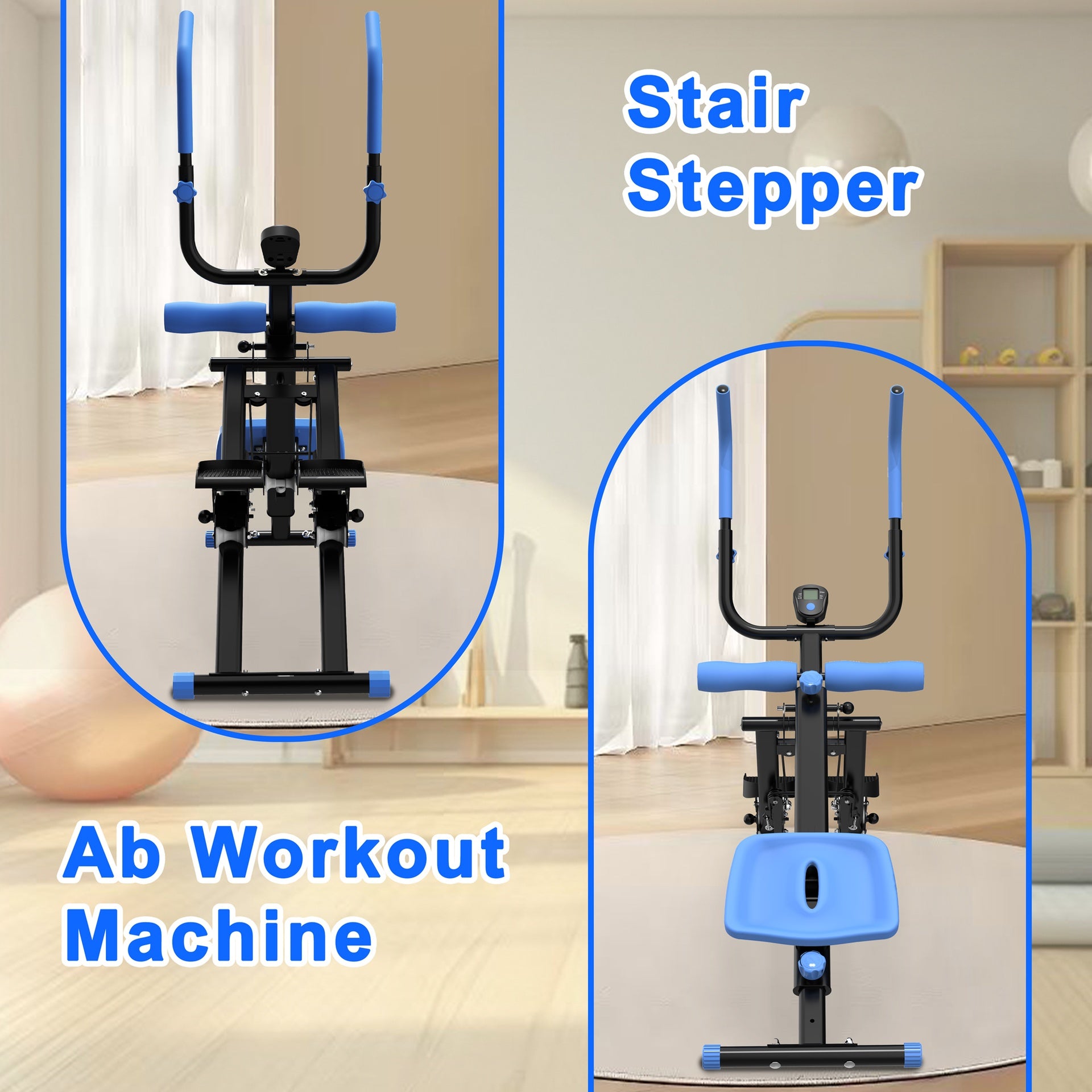 Multifunctional 2-In-1 Stair Stepper And Ab Workout Machine Blue