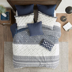 Full/Queen 3 Piece Cotton Duvet Cover Set with Chenille Tufting