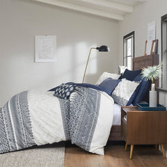 Full/Queen 3 Piece Cotton Duvet Cover Set with Chenille Tufting