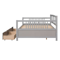 Full Size Daybed Wood Bed with Two Drawers,Gray