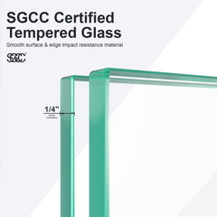 44"-48"W*72" H Semi-Frameless Double Sliding Shower Door, Bypass Shower Door, 1/4" (6mm) Thick SGCC Tempered Glass Door, Chrome