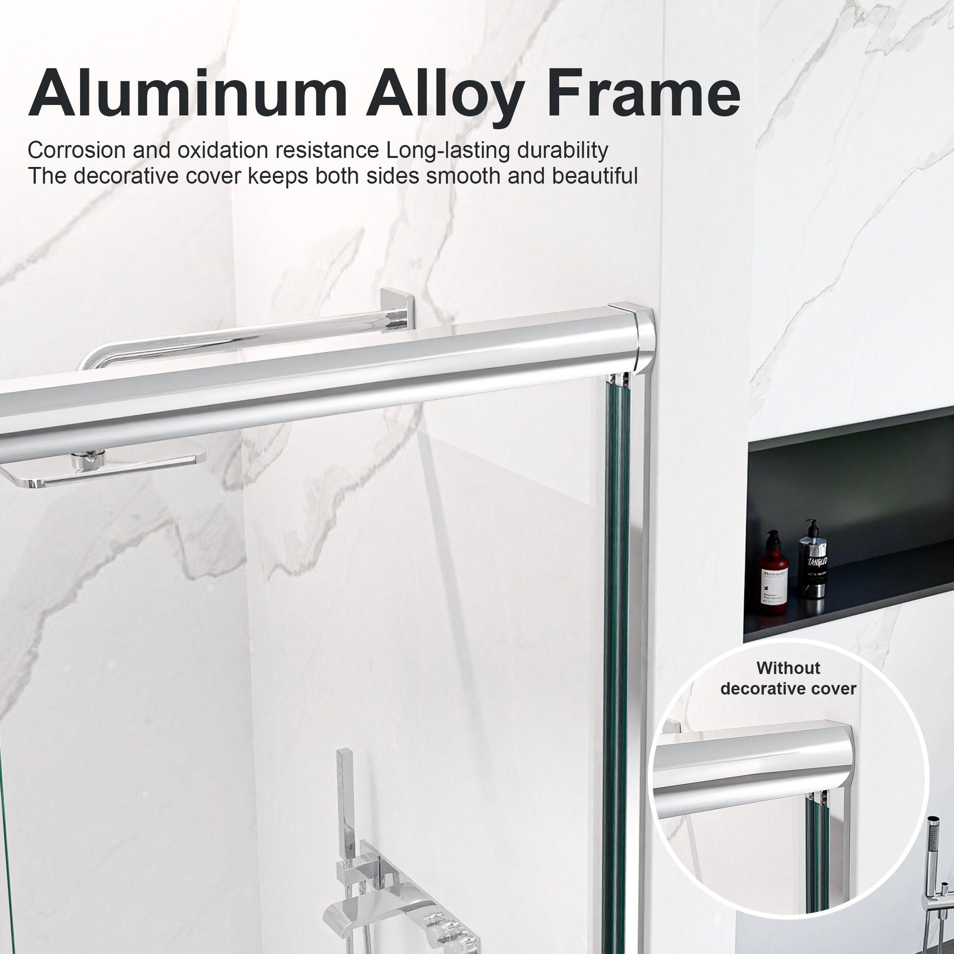 44"-48"W*72" H Semi-Frameless Double Sliding Shower Door, Bypass Shower Door, 1/4" (6mm) Thick SGCC Tempered Glass Door, Chrome