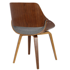 Fabrizzi Mid-Century Modern Dining/Accent Chair in Walnut Wood and Grey Fabric by LumiSource - Set of 2