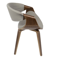 Symphony Mid-Century Modern Dining/Accent Chair in Walnut Wood and Grey Faux Leather by LumiSource