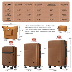 Luggage Sets 5 Piece with Half-opening, Hardside Carry On Suitcase Set with Double Spinner Wheel, Lightweight Travel Luggage with USB Port,TSA Locks